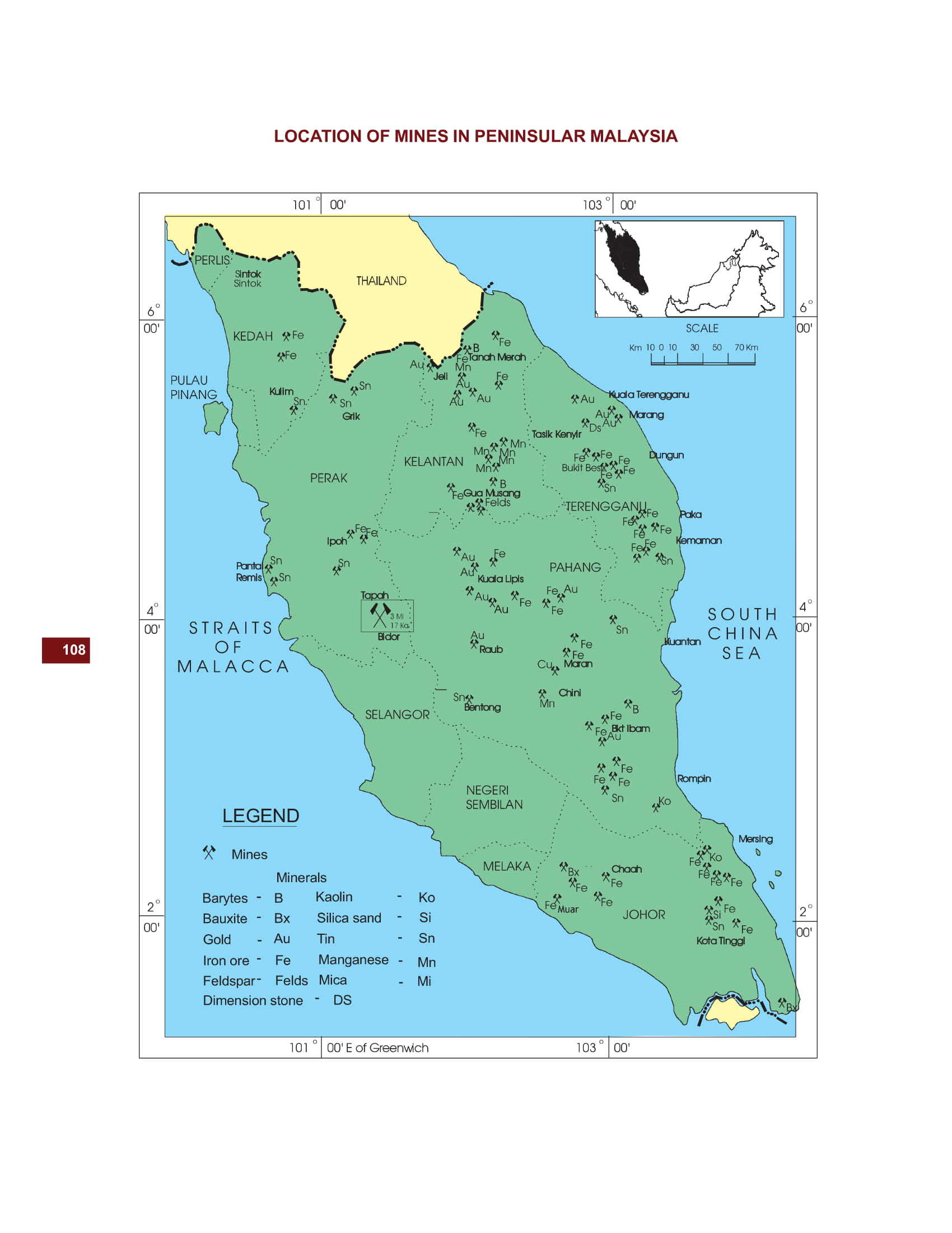 Map of Malaysia's mineral reserve
